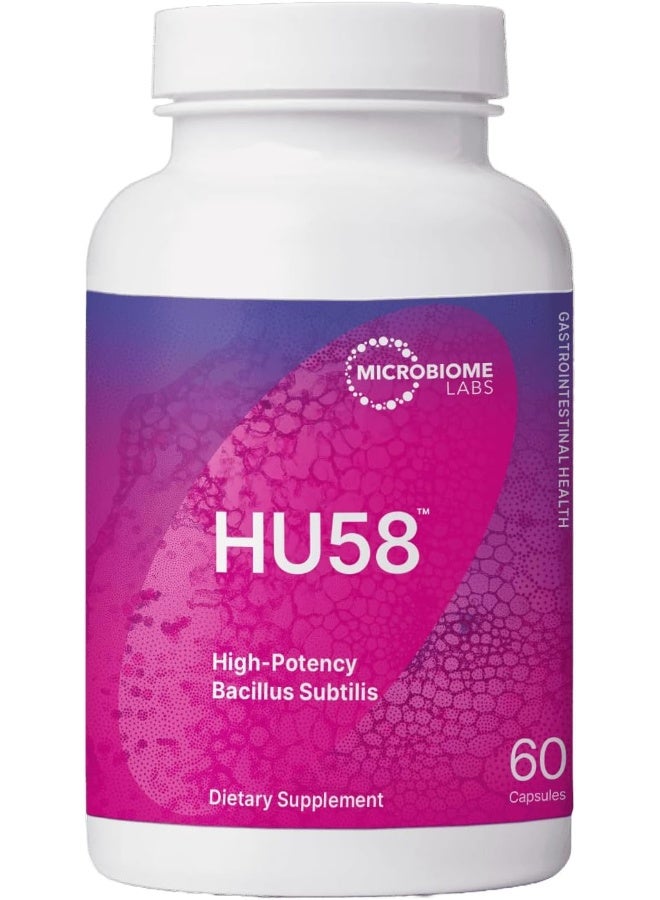 Microbiome Labs HU58 - High Potency Bacillus subtilis Probiotic Supplement - Probiotics for Digestive Health & Immune Support - 100% Survivability - 10 Billion CFU, Shelf-Stable (60 Capsules) - Image 1